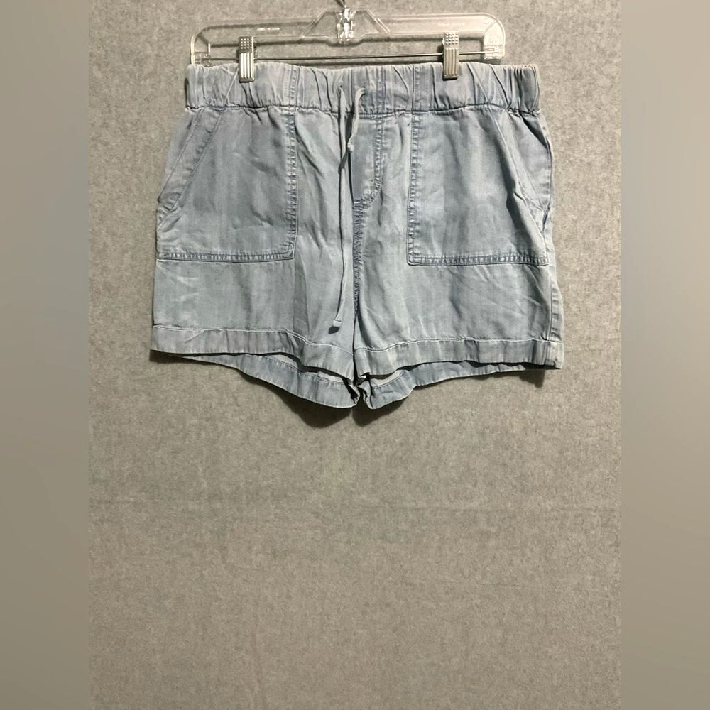 Velvet Heart Tencel Lyocell Chambray Shorts Light Wash Blue Elastic Waist Large